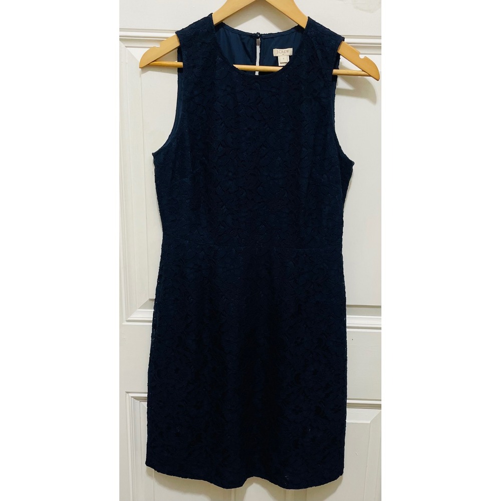 J.Crew Navy Blue Lace Sleeveless Sheath Dress Party‎ Cocktail Size 6